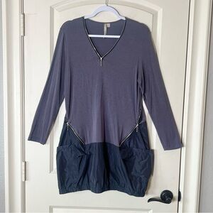 Comfy USA Cute Mixed Media Dress Black and Gray, athleisure Small